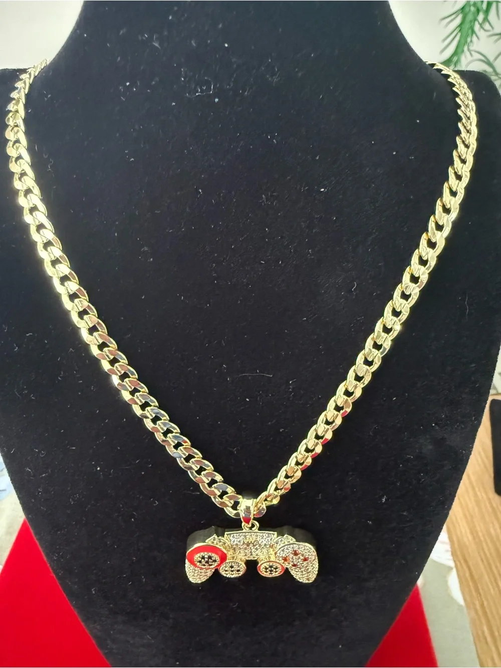 23 Inch 5mm Cuban Link Necklace with PlayStation Controller Pendant 18k dipped
